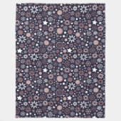 Wintertime pinkfarbene goldene Schneeflocken Fleecedecke (Vorderseite)