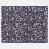 Wintertime pinkfarbene goldene Schneeflocken Fleecedecke (Vorderseite (Horizontal))