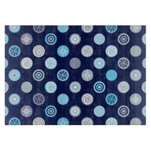 Wintertime Polka Dot Blue Cutting Board Schneidebrett (Vorderseite)