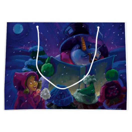 Wintertime Reading Painting Große Geschenktüte (Vorderseite)