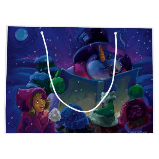 Wintertime Reading Painting Große Geschenktüte (Rückseite)