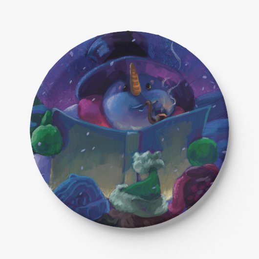 Wintertime Reading Painting Pappteller (Vorderseite)