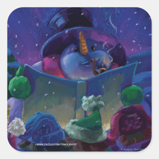 Wintertime Reading Quadratischer Aufkleber (Vorderseite)