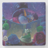 Wintertime Reading Steinuntersetzer (Vorderseite)