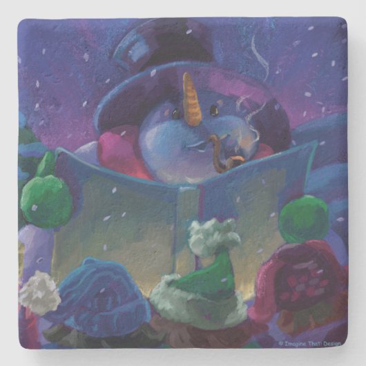 Wintertime Reading Steinuntersetzer (Vorderseite)