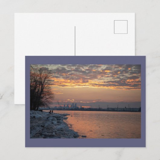 Wintertime River Sunset Postcard Postkarte (Vorne/Hinten)