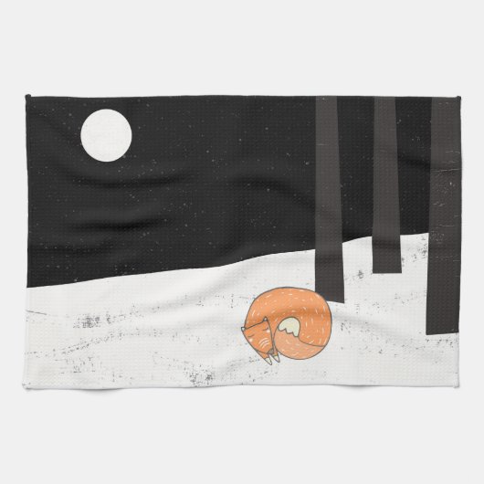 Wintertime- Schlaffox - Illustration Geschirrtuch (Horizontal)
