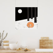 Wintertime- Schlaffox - Illustration Poster (Küche)