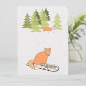 Wintertime- Sledding Fox - Illustration (Stehend Vorderseite)