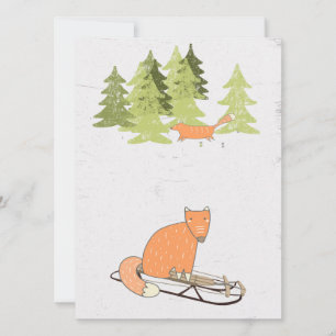 Wintertime- Sledding Fox - Illustration