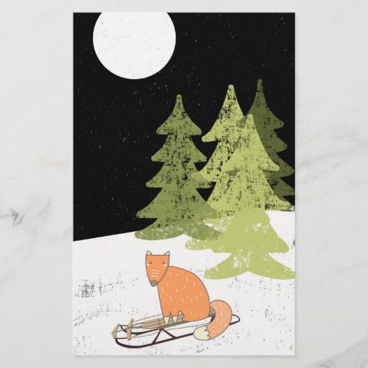 Wintertime- Sledding Fox - Illustration Briefpapier (Vorderseite)