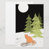 Wintertime- Sledding Fox - Illustration Briefpapier (Vorne/Hinten)