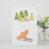 Wintertime- Sledding Fox - Illustration Briefpapier (Stehend Vorderseite)
