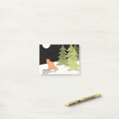 Wintertime- Sledding Fox - Illustration Post-it Klebezettel (Auf Schreibtisch)