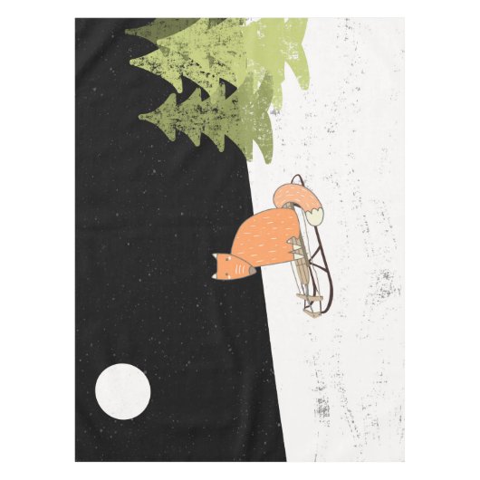 Wintertime- Sledding Fox - Illustration Tischdecke (Vorderseite)