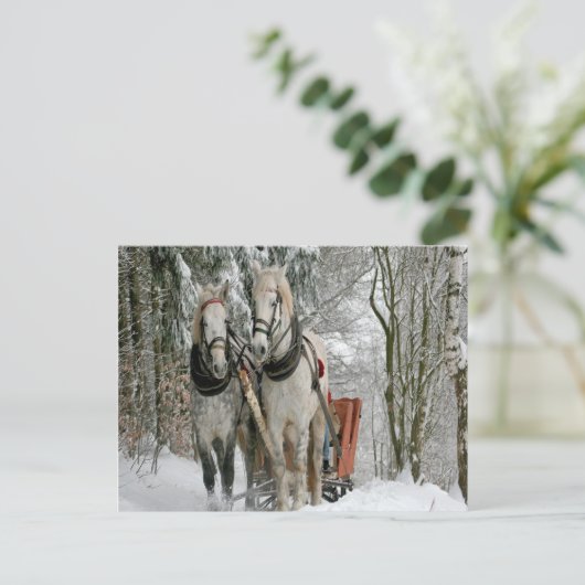 Wintertime Sleigh Ride Postkarte (Stehend Vorderseite)