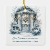 Wintertore-Szene Neue Zuhause Weihnachten Keramikornament (Vorderseite)