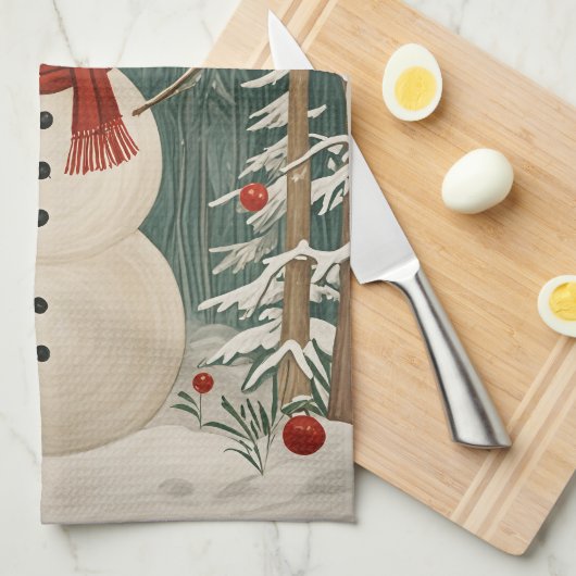 Wintertraum des Snowmanns Geschirrtuch (Viertel Falte)