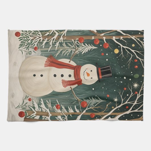 Wintertraum des Snowmanns Geschirrtuch (Horizontal)