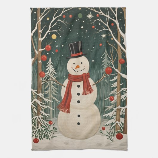 Wintertraum des Snowmanns Geschirrtuch (Vertikal)