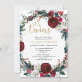 Wintertweine burgundische goldene Weihnachtsdusche Einladung (Vorderseite)