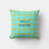 Wintertypografie-Muster Snowflake Gold Blue Kissen (Vorderseite)