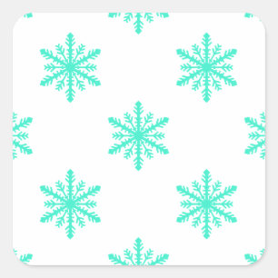 Winterurlaub Aqua Snowflake Quadratischer Aufkleber