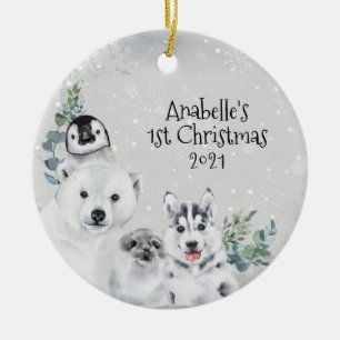 Winterurlaub Arktis Tier 1 Weihnachten Keramik Ornament