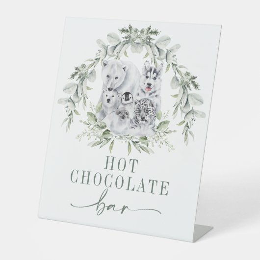 Winterurlaub Artische Tiere Hot Chocolate Bar Sockelschild (Vorderseite)