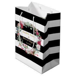 Winterurlaub Blumenstrauß-Streifen Hochzeit Mittlere Geschenktüte