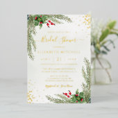Winterurlaub Botanisches Brautparty Folieneinladung (Stehend vorne)