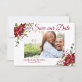 Winterurlaub Burgund Poinsettia Save the Date (Vorderseite)