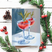 Winterurlaub Cocktails Postkarte