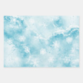 Winterurlaub Elegante Blaue Schneeflocken Weihnach Geschenkpapier Set (Vorderseite 2)