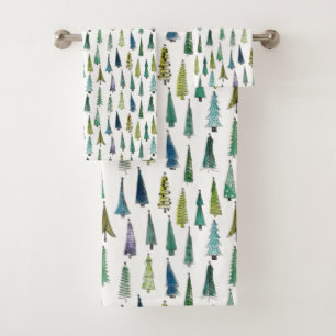 Winterurlaub Evergreen Trees Badhandtuch Set