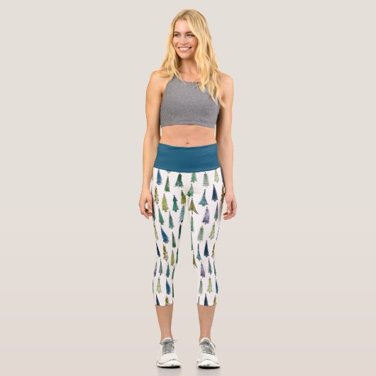 Winterurlaub Evergreen Trees Capri Leggings (Vorderseite)