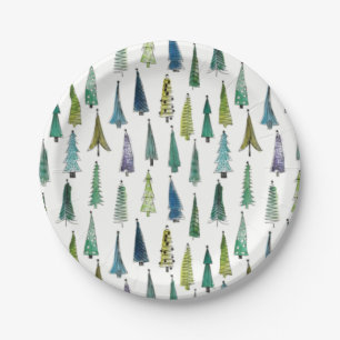 Winterurlaub Evergreen Trees Pappteller