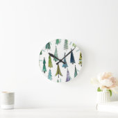 Winterurlaub Evergreen Trees Runde Wanduhr (Zuhause)