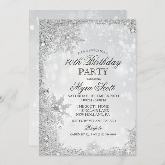 Winterurlaub Geburtstagsparty Einladung (Vorne/Hinten)