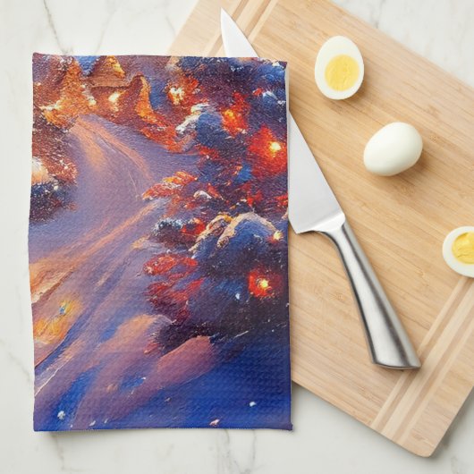 Winterurlaub Geschirrtuch (Viertel Falte)