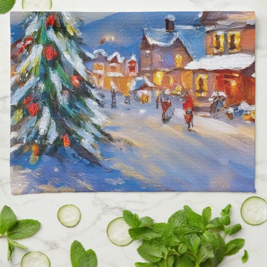 Winterurlaub Geschirrtuch (Gefaltet)