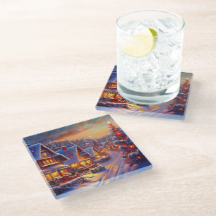 Winterurlaub Glasuntersetzer