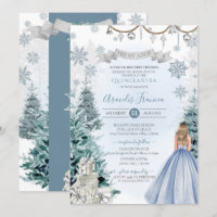 Winterurlaub Glitzer Snowflake Blue Quinceñera