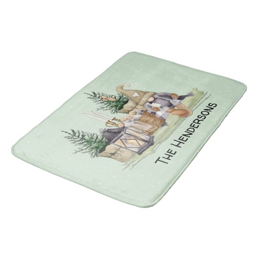 Winterurlaub Gnome Rustikale Kabine Badematte (Schrägansicht)