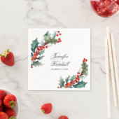 Winterurlaub Grüne Wasserfarbenhochzeit Serviette (Beispiel)