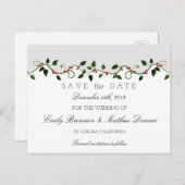 Winterurlaub Hochzeit Holly Berry Save the Date Ankündigungspostkarte (Vorne/Hinten)