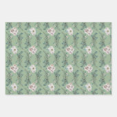 Winterurlaub Hochzeit Rose Muster Salbei Geschenkpapier Set (Vorderseite 3)