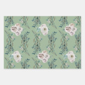 Winterurlaub Hochzeit Rose Muster Salbei Geschenkpapier Set (Vorderseite 2)