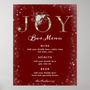 Winterurlaub Hochzeitsfreude Bar-Menü-Zeichen Poster