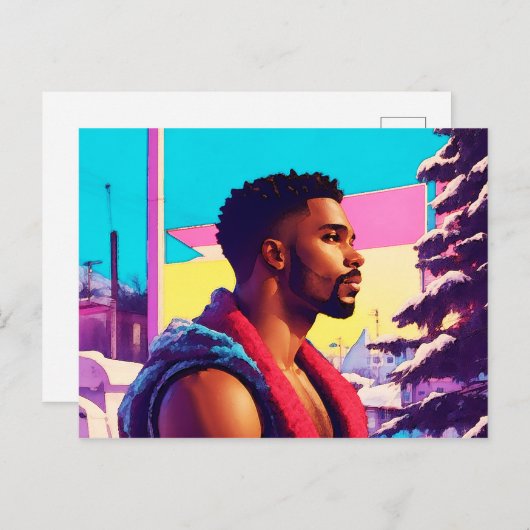 Winterurlaub Hunk 01 Postkarte (Vorne/Hinten)